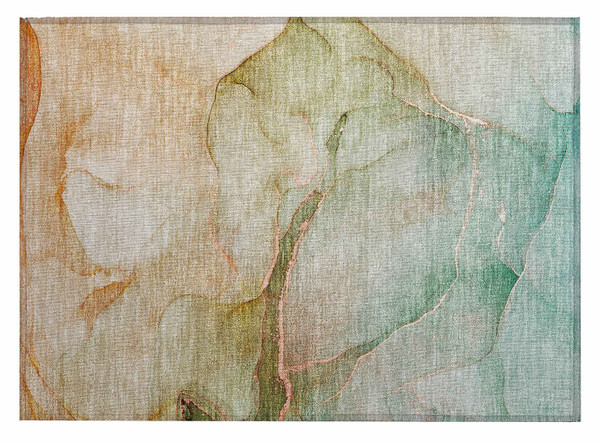 2' X 3' Teal Abstract Washable Non Skid Indoor Outdoor Area Rug N270-559838