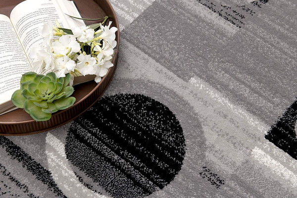 8' X 10' Gray Abstract Dhurrie Area Rug N270-393972