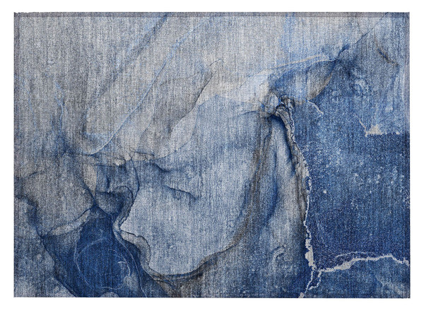 2' X 3' Navy Blue Abstract Washable Non Skid Indoor Outdoor Area Rug N270-560573