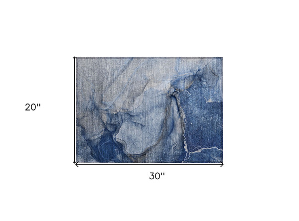 2' X 3' Navy Blue Abstract Washable Non Skid Indoor Outdoor Area Rug N270-560573
