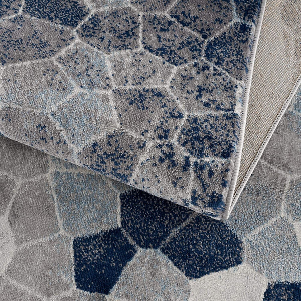 8' X 11' Navy Blue Cobblestone Pattern Area Rug N270-390254