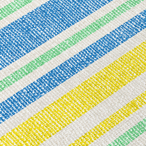 2' X 8' Blue Yellow and Green Striped Washable Non Skid Indoor Outdoor Runner Rug N270-561294