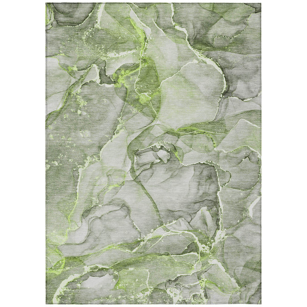 9' X 12' Green Abstract Washable Non Skid Indoor Outdoor Area Rug N270-560364
