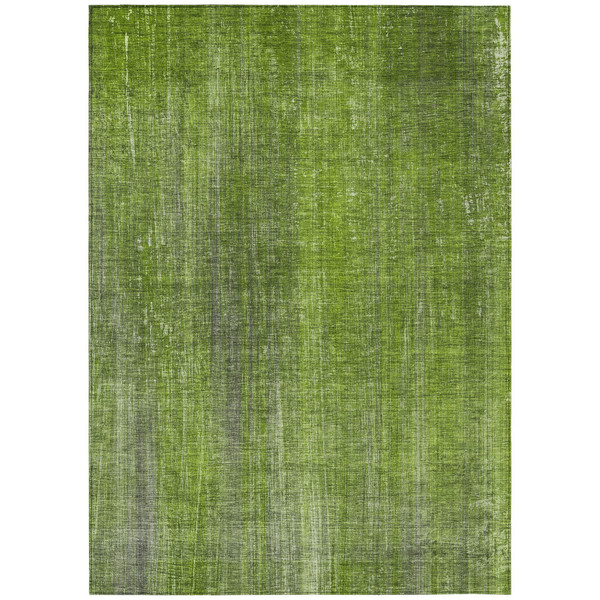 9' X 12' Green Striped Washable Non Skid Indoor Outdoor Area Rug N270-562594