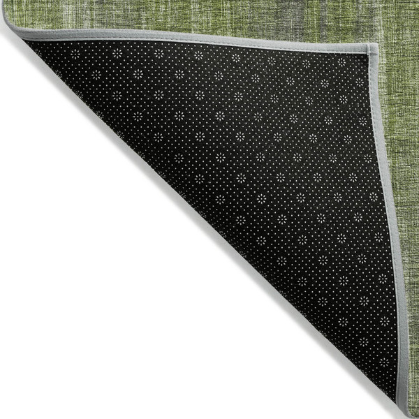 9' X 12' Green Striped Washable Non Skid Indoor Outdoor Area Rug N270-562594