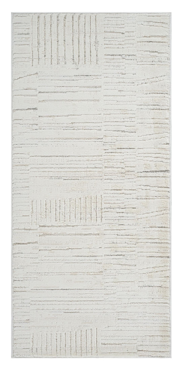 2' X 5' Gray and Beige Geometric Distressed Area Rug N270-558506