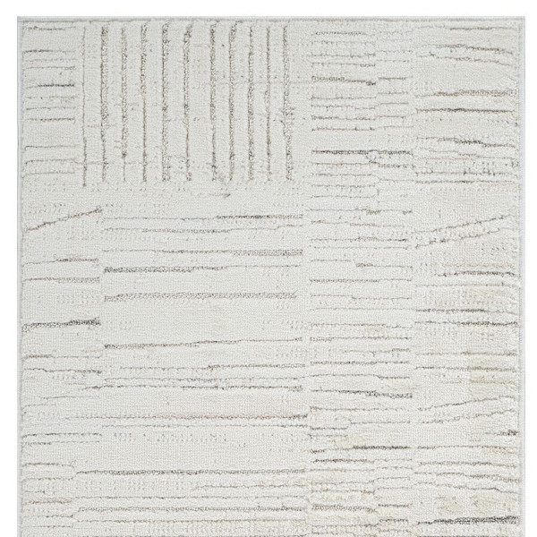 2' X 5' Gray and Beige Geometric Distressed Area Rug N270-558506