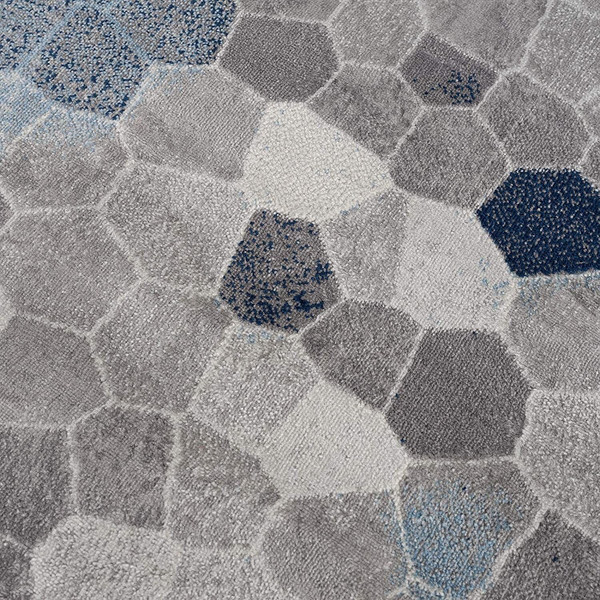 5' X 8' Navy Blue Cobblestone Pattern Area Rug N270-390252