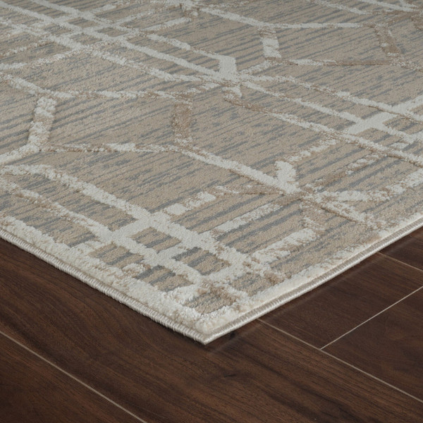 7' X 10' Beige and Brown Abstract Distressed Area Rug N270-558838