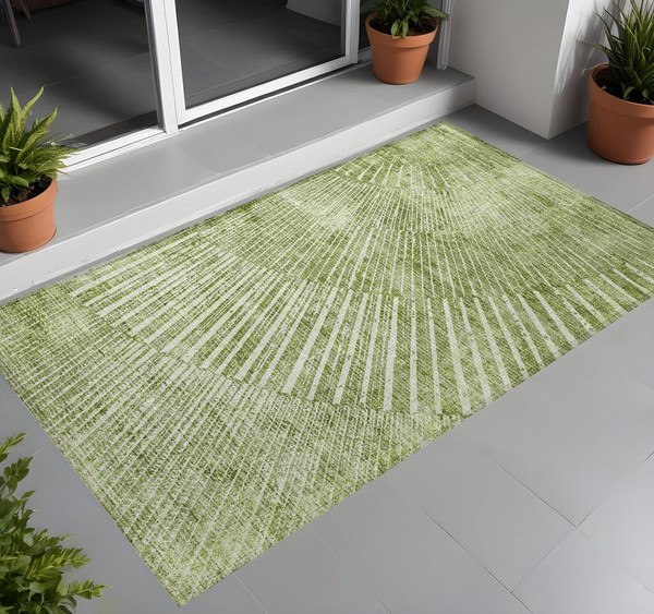 2' X 3' Sage Abstract Washable Non Skid Indoor Outdoor Area Rug N270-561984