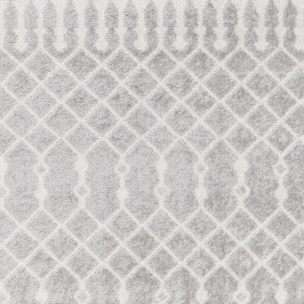 12' Runner Gray and Ivory Moroccan Power Loom Washable Runner Rug N270-532889