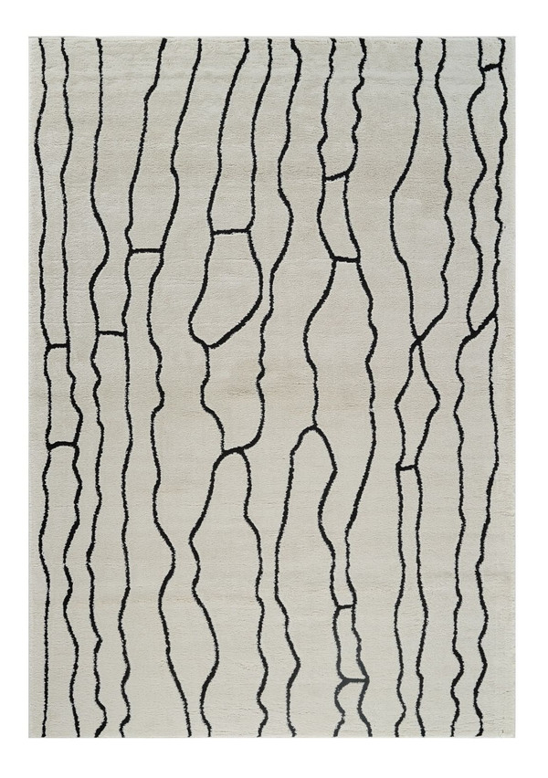 8' X 11' Cream and Black Abstract Distressed Area Rug N270-559035