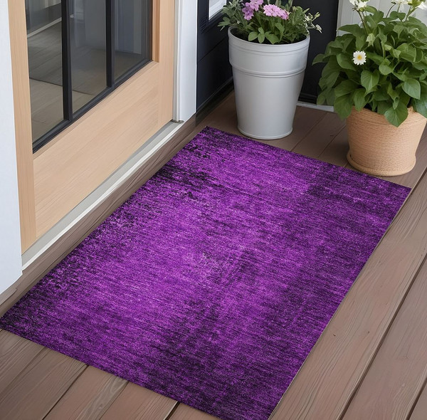 3' X 5' Purple Abstract Washable Non Skid Indoor Outdoor Area Rug N270-562725