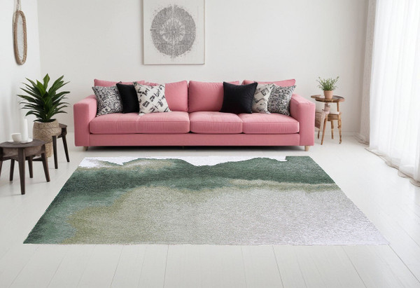 6' X 8' Gray and Green Abstract Non Skid Area Rug N270-551804