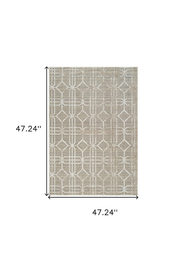 4' X 6' Beige and Brown Abstract Distressed Area Rug N270-558836