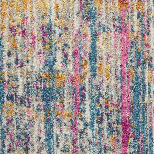 8' Pink And Ivory Round Abstract Power Loom Area Rug N270-385356