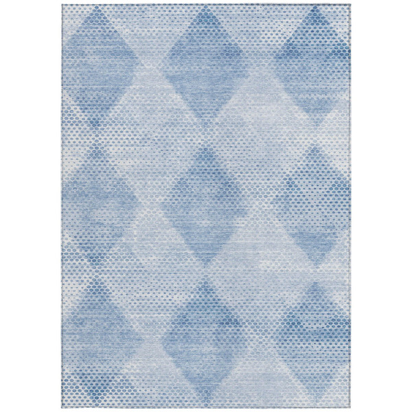 9' X 12' Blue Geometric Washable Non Skid Indoor Outdoor Area Rug N270-561748