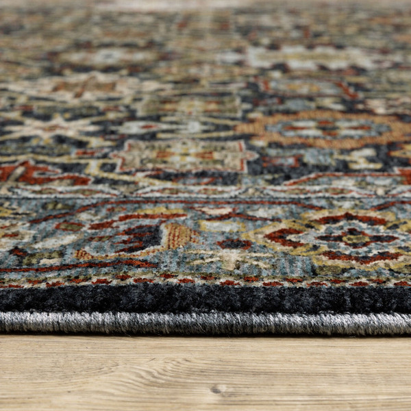 2' X 3' Blue Red Beige Orange Green And Rust Oriental Power Loom Stain Resistant Area Rug With Frin N270-507990