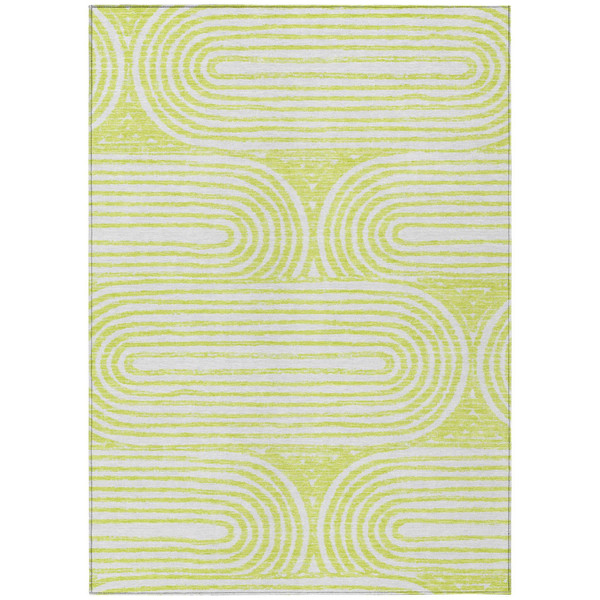 5' X 8' Green and White Abstract Washable Non Skid Indoor Outdoor Area Rug N270-561844