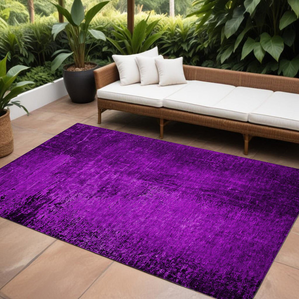 9' X 12' Purple Abstract Washable Non Skid Indoor Outdoor Area Rug N270-562729