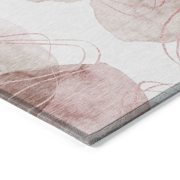 8' Round Merlot and Ivory Round Abstract Washable Non Skid Indoor Outdoor Area Rug N270-562124