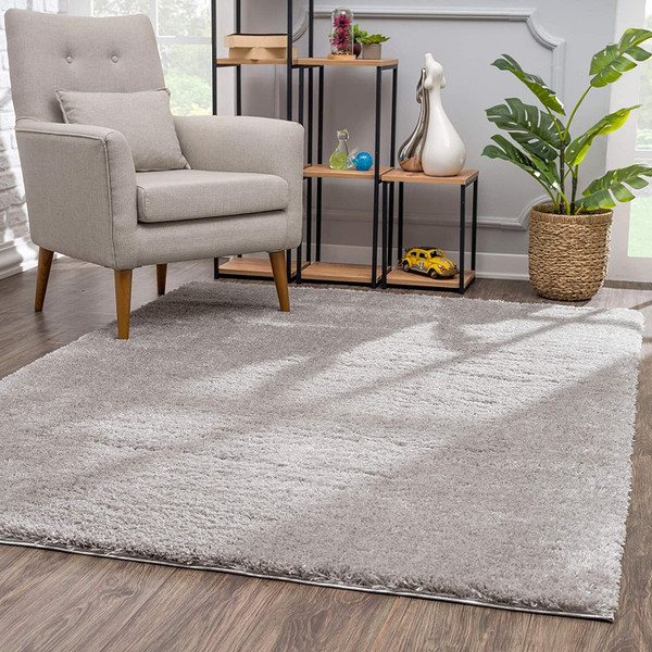4' X 6' Gray Modern Solid Shag Area Rug N270-392377