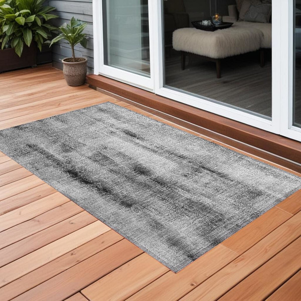 2' X 3' Gray Washable Non Skid Indoor Outdoor Area Rug N270-561651