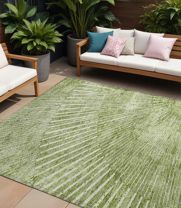 8' X 10' Sage Abstract Washable Non Skid Indoor Outdoor Area Rug N270-561990