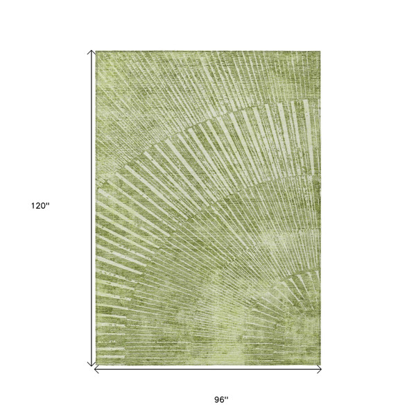 8' X 10' Sage Abstract Washable Non Skid Indoor Outdoor Area Rug N270-561990