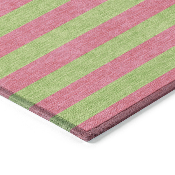 9' X 12' Green and Red Striped Washable Non Skid Indoor Outdoor Area Rug N270-561057