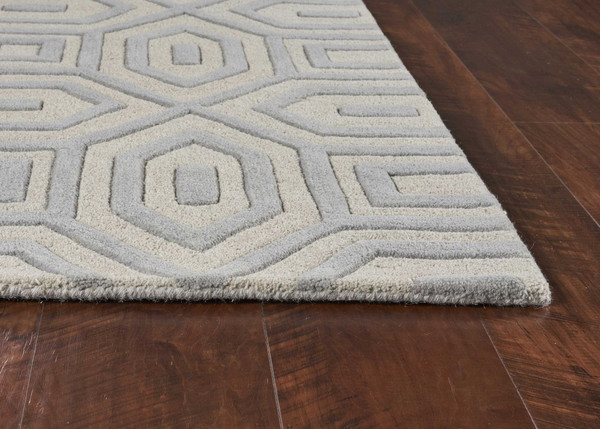 5' X 8' Grey Hand Tufted Geometric Indoor Area Rug N270-353103