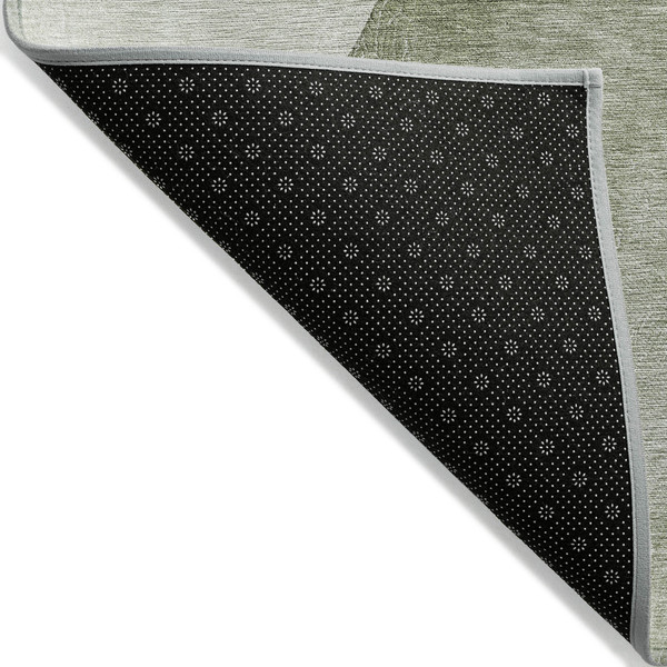 8' Round Green Black and Gray Round Abstract Washable Non Skid Indoor Outdoor Area Rug N270-562196