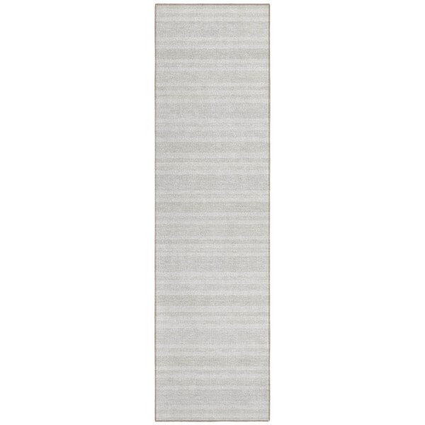 2' X 8' Ivory Striped Washable Indoor Outdoor Runner Rug N270-561177
