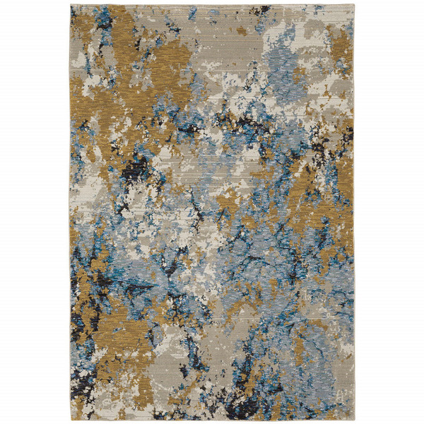 7' X 10' Gray and Ivory Abstract Power Loom Area Rug N270-510461