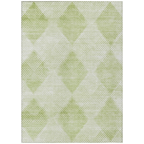 3' X 5' Mint Green Geometric Washable Non Skid Indoor Outdoor Area Rug N270-561789