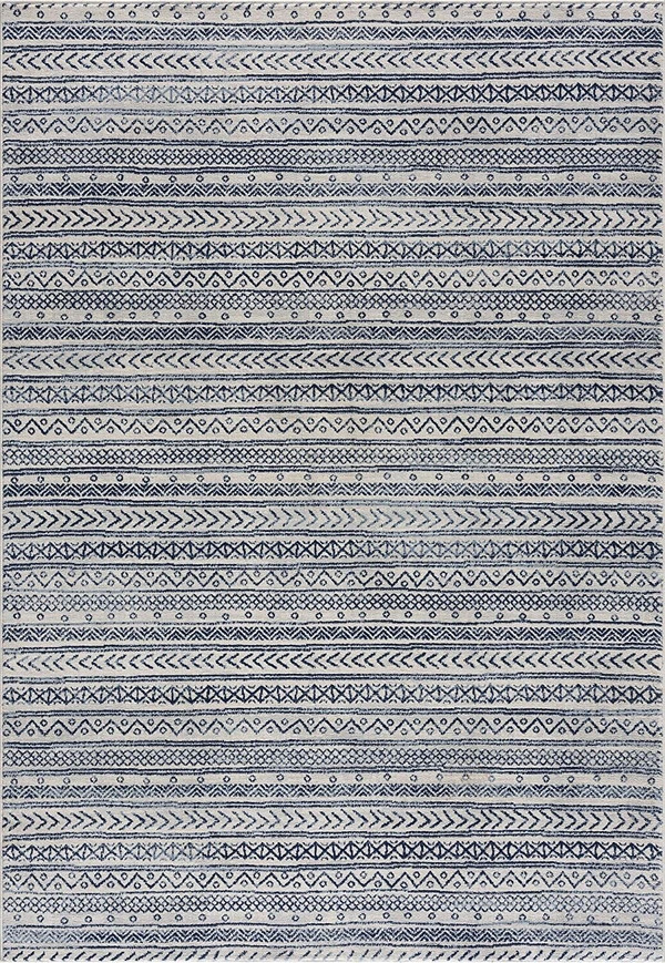 5' X 8' Navy Blue Decorative Stripes Area Rug N270-390071