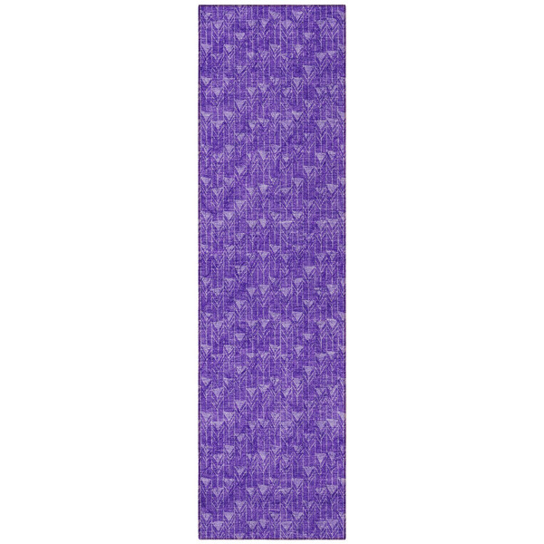 8' Runner Purple Geometric Washable Non Skid Indoor Outdoor Runner Rug N270-560113