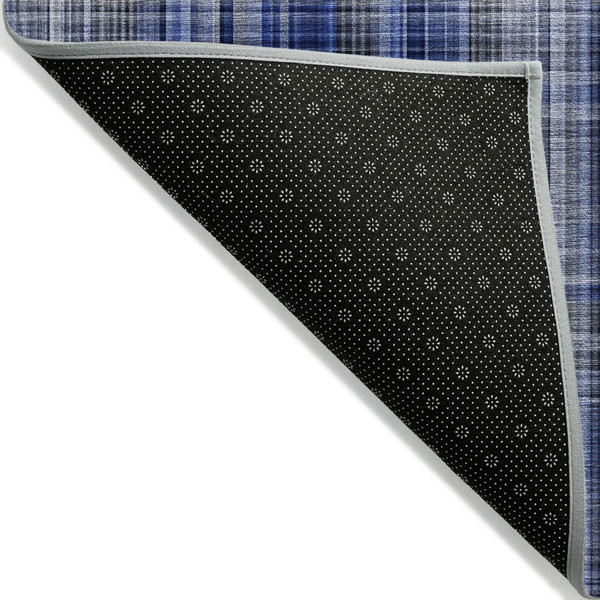5' X 8' Navy Blue Plaid Washable Non Skid Indoor Outdoor Area Rug N270-561889