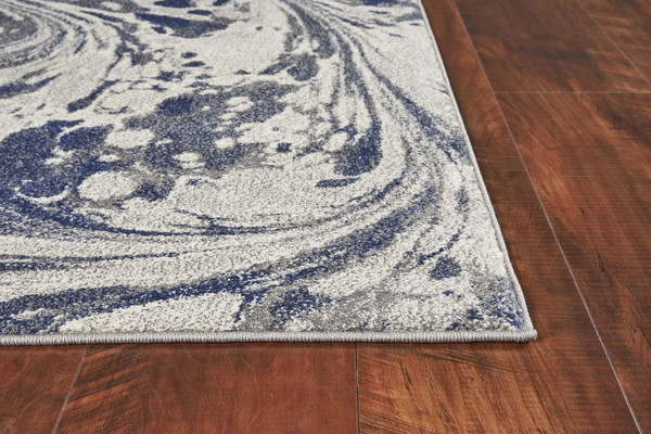 3' X 5' Grey Blue Machine Woven Marble Indoor Area Rug N270-375586