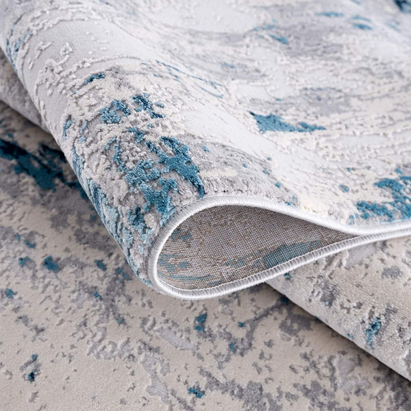 5' X 8' Blue And Ivory Abstract Strokes Area Rug N270-390478
