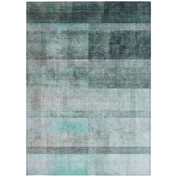 8' X 10' Teal Ombre Washable Non Skid Indoor Outdoor Area Rug N270-563688