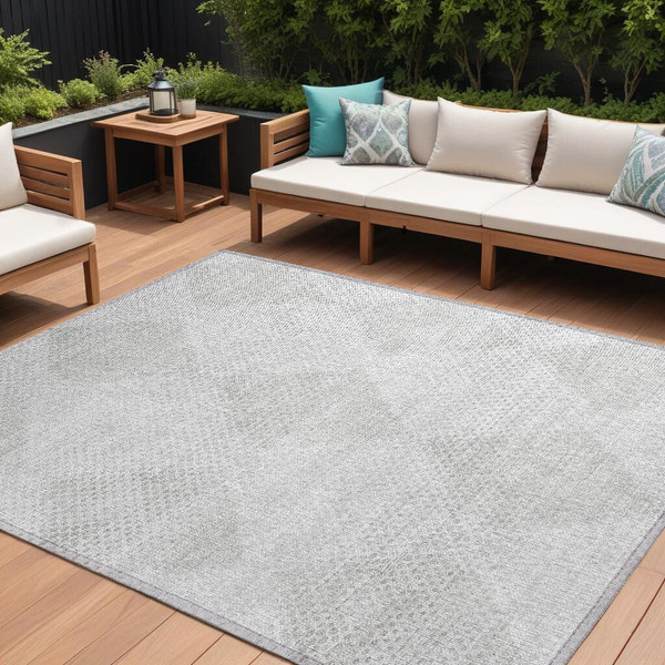 9' X 12' Ivory Geometric Washable Non Skid Indoor Outdoor Area Rug N270-561766