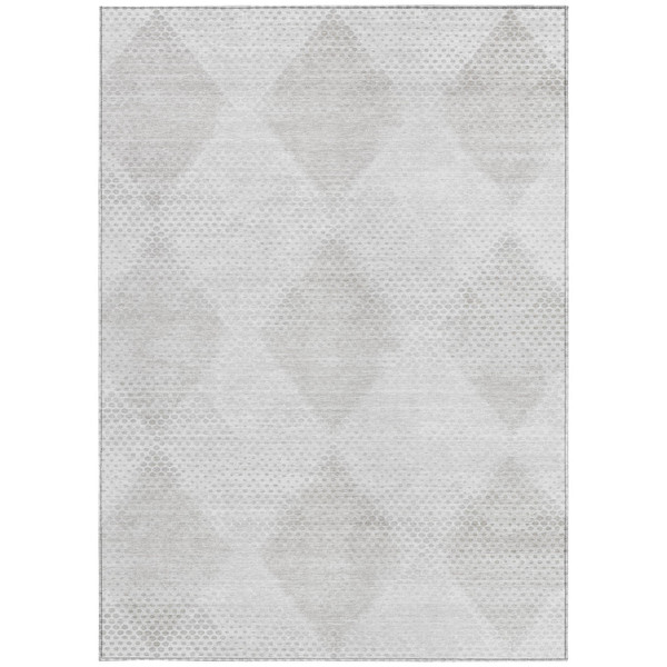 9' X 12' Ivory Geometric Washable Non Skid Indoor Outdoor Area Rug N270-561766