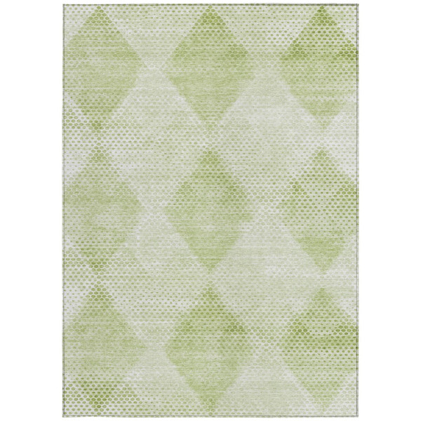 8' X 10' Mint Green Geometric Washable Non Skid Indoor Outdoor Area Rug N270-561792