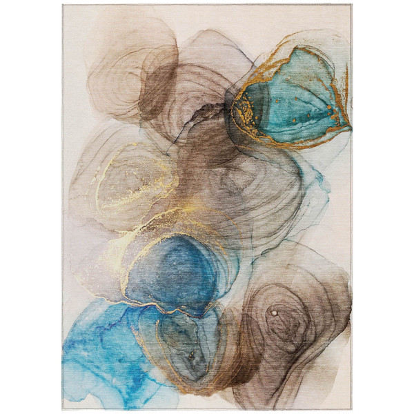 9' X 12' Beige Abstract Washable Non Skid Indoor Outdoor Area Rug N270-559981