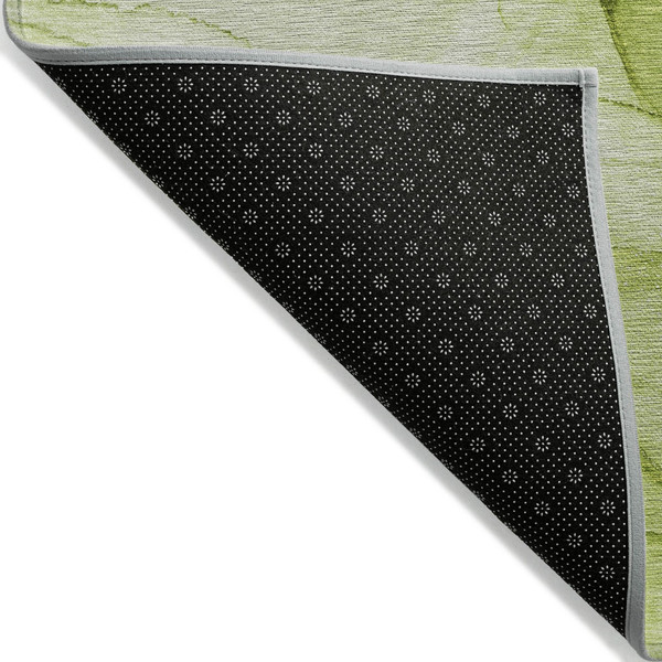 8' Runner Green Abstract Washable Non Skid Indoor Outdoor Runner Rug N270-559740