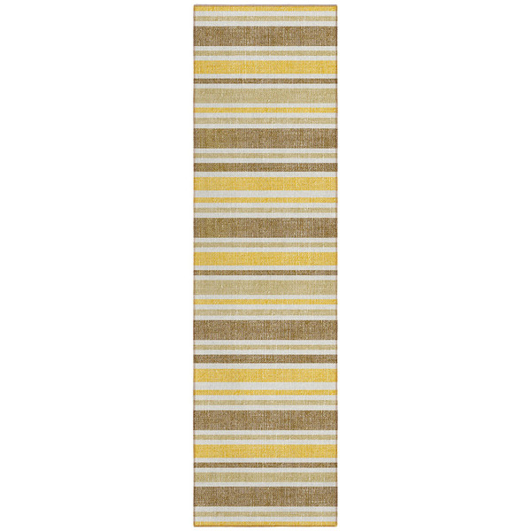 2' X 8' Brown and Orange Striped Washable Indoor Outdoor Runner Rug N270-561204