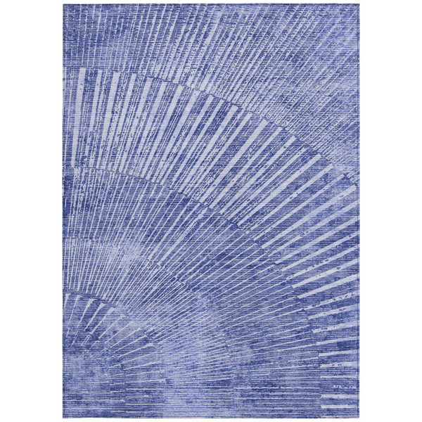 3' X 5' Navy Blue Abstract Washable Non Skid Indoor Outdoor Area Rug N270-561978
