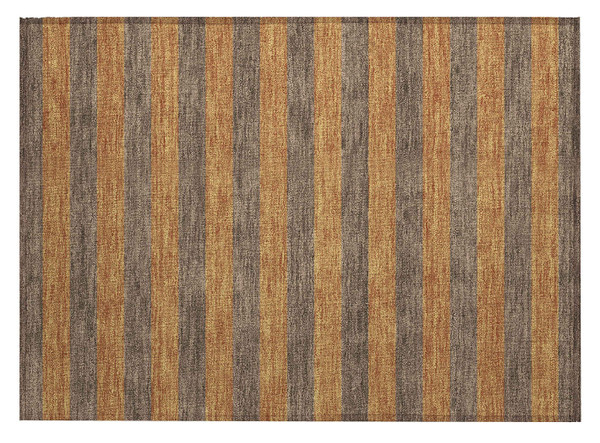 2' X 3' Brown and Tan Striped Washable Non Skid Indoor Outdoor Area Rug N270-561068