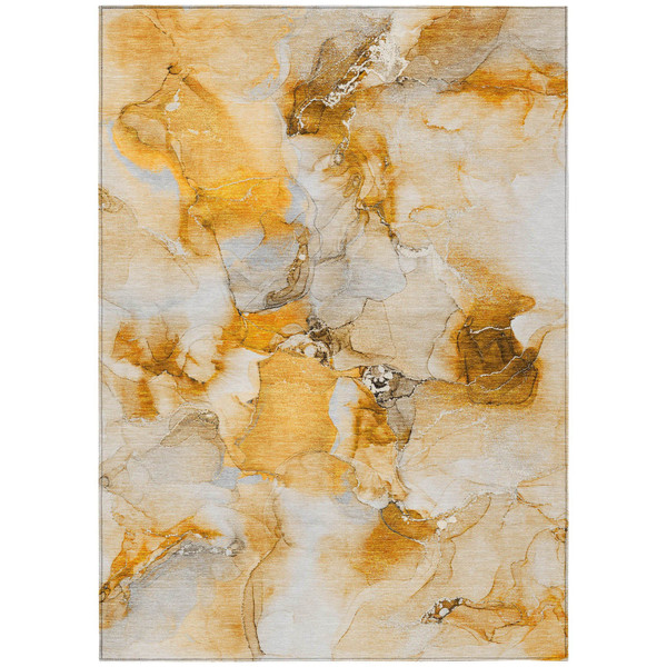8' X 10' Orange and Ivory Abstract Washable Indoor Outdoor Area Rug N270-560660